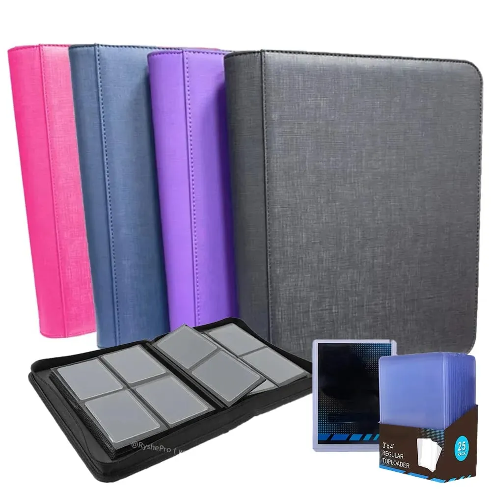 4 กระเป๋า Toploader Binders TCG สำหรับ PKM ถือ 112 + 3 "X 4" Toploaders หนังสองด้านกระเป๋าสำหรับ MTG PTCG การ์ด — image 1