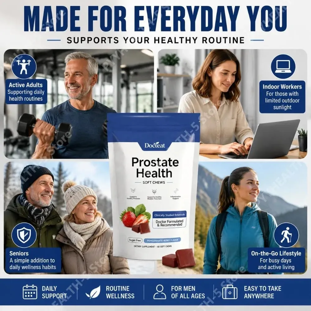 Docteat Prostate Health Soft Chews Sugar-Free with Vitamin C Zinc and Selenium for Immune System Balance 60 Soft Chews — image 4