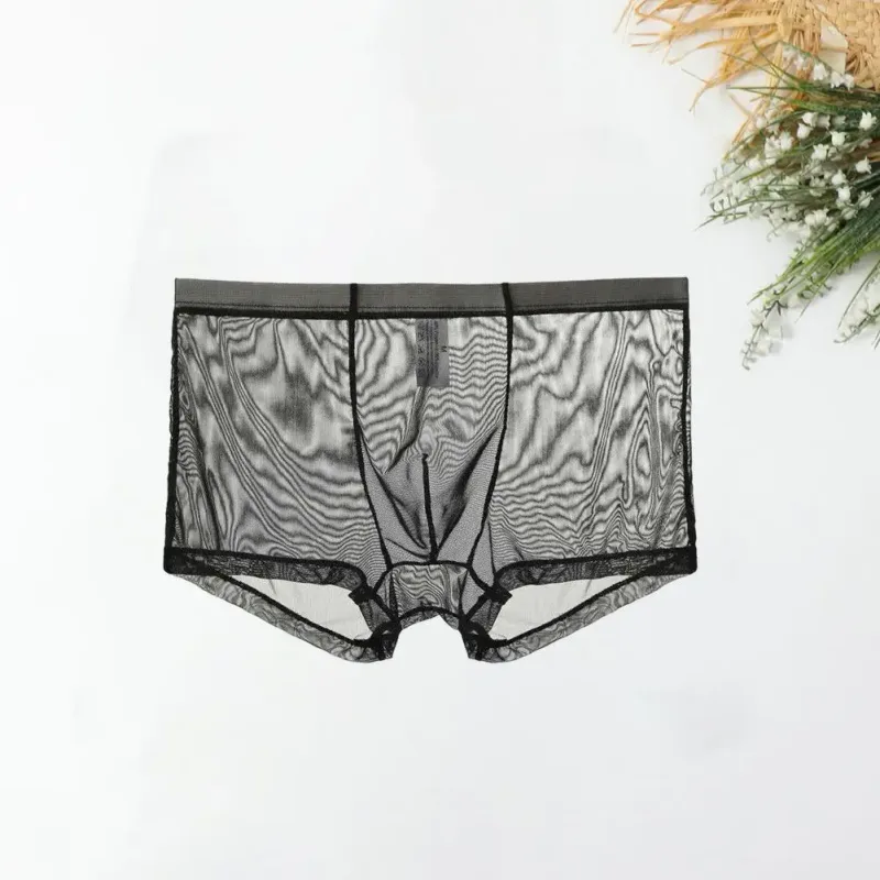 Mga Transparent na Boxer para sa Mga Lalaki na See Through Panlalaking Panloob na Sexy Mesh Low Waist Ice Silk Manipis na Nakakapalamig na Panti ng Lalaki na Panloob na Panloob — image 17