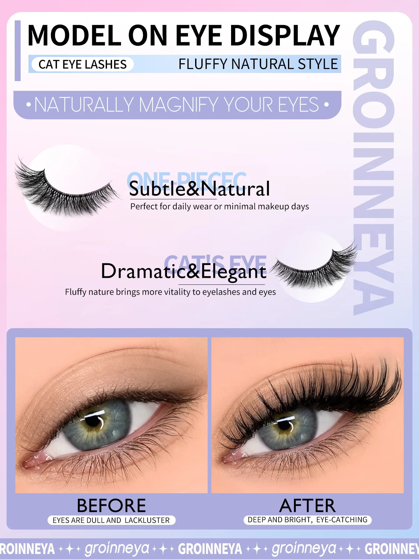False Eyelashes Fox Eye 7 Pairs Pack Natural Look Fluffy Wispy Cat Eye Lashes Soft Faux Mink Lashes Makeup — image 5