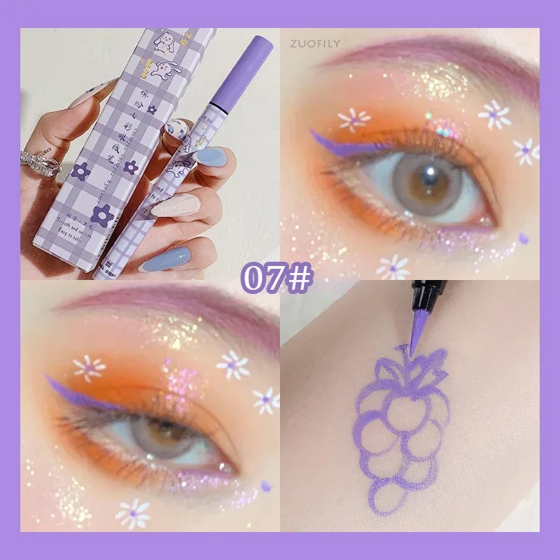 Farverig flydende eyeliner blyant mat vandtæt ikke blomstrende eyeliner Langtidsholdbar flydende eyeliner pen Øjenmakeup Kosmetik