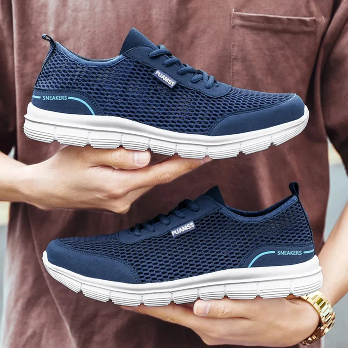 Men Casual Mesh Shoes Summer Breathable Everyday Walking Sneakers Lightweight Non Slip Driving Loafers — image 1