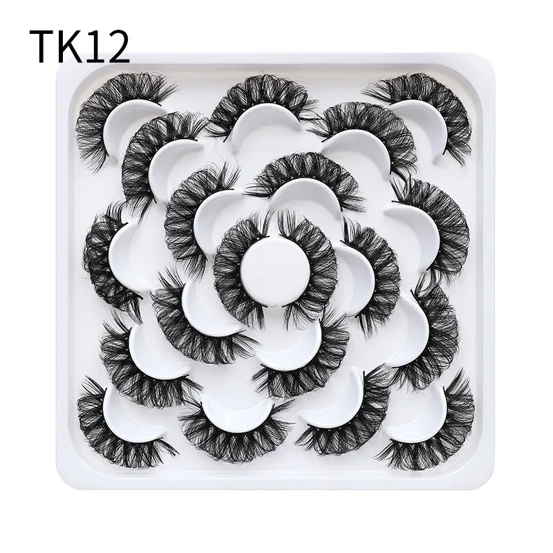 10 párů Russian DD Curl Bulk Fluffy Strip Lashes Přírodní měkké umělé řasy Opakovaně použitelné ručně vyrobené řasy pro každodenní a párty — image 15