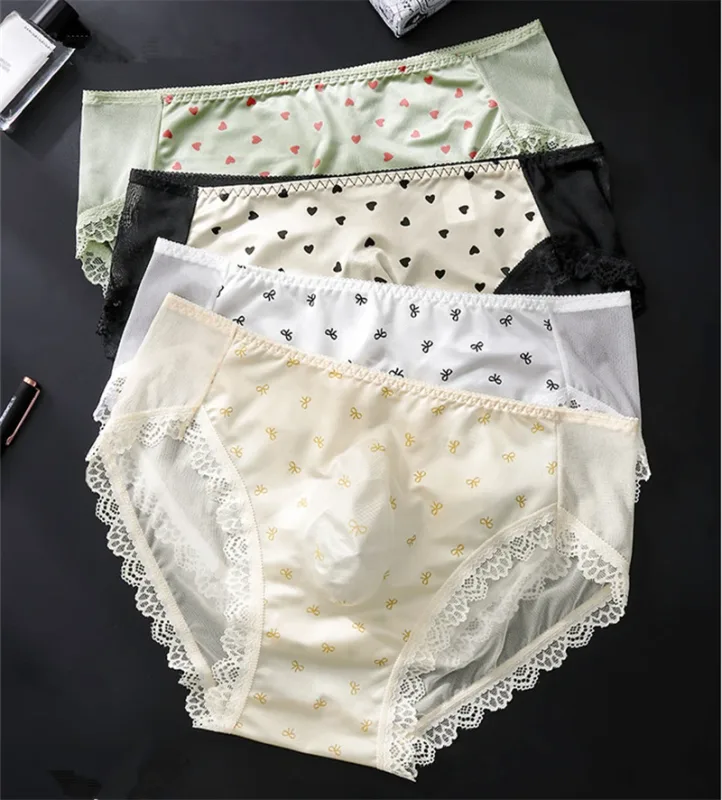 Roupa interior masculina macia arco impressão renda calzoncillos hombre 3d espaço adultos 18 plus size cueca nude sentimento sissy cuecas masculino — image 2