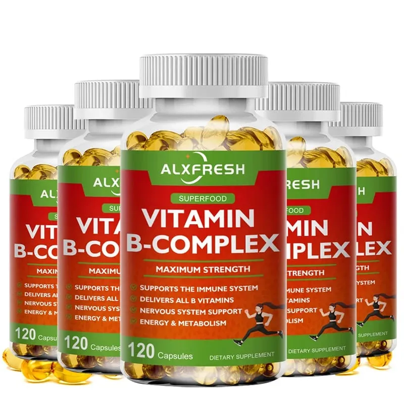 Alxfresh Vitamine B-complex met vitamine C - Immuungezondheid Energieondersteuning en ondersteuning van het zenuwstelsel - Vegetarische capsule zonder GMO — image 1