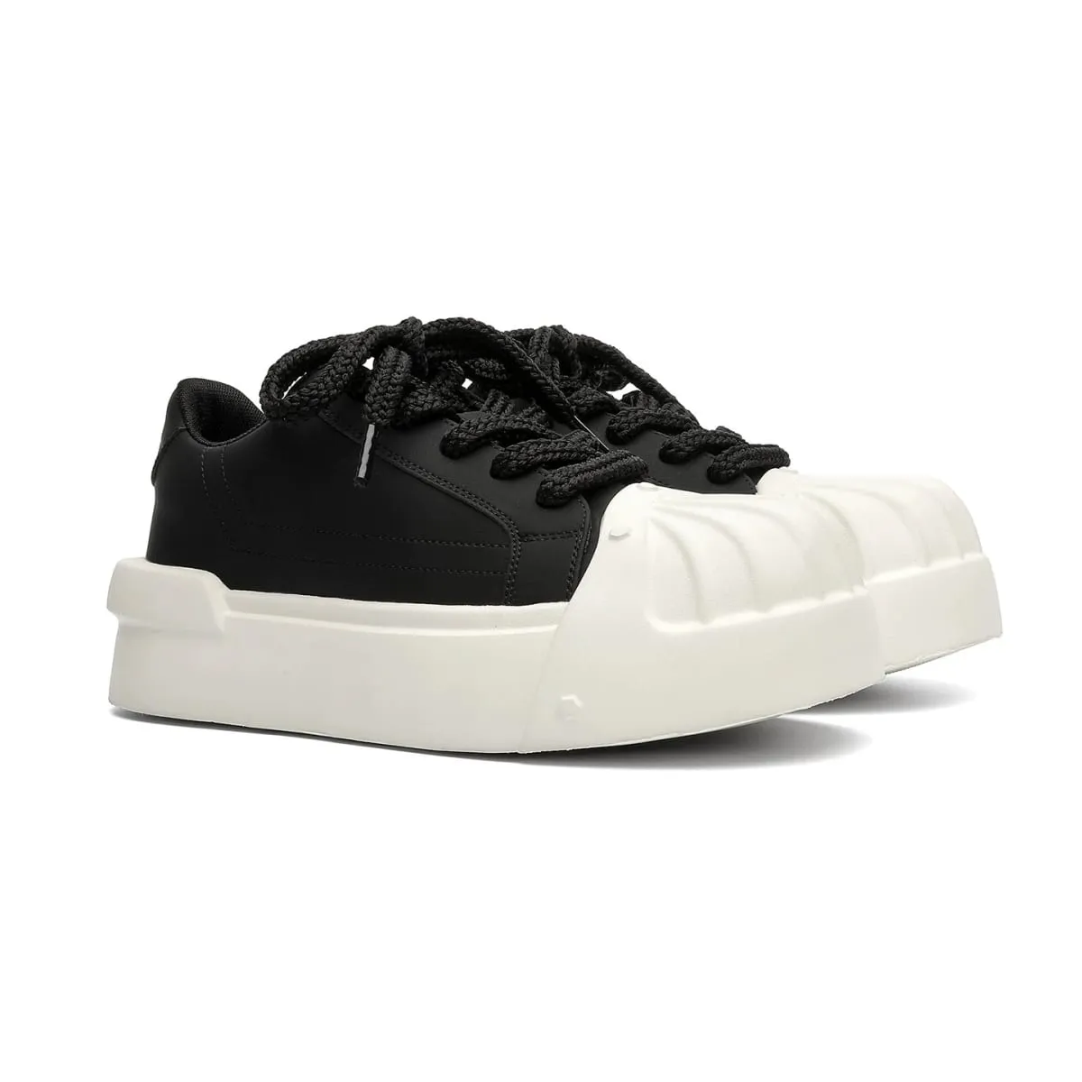 Women Men Sneakers Low-top Shell-head PU Leather Thick-soled Heightening Unisex Leisure Trendy Retro Shoes Men Chunky Trainers — image 8