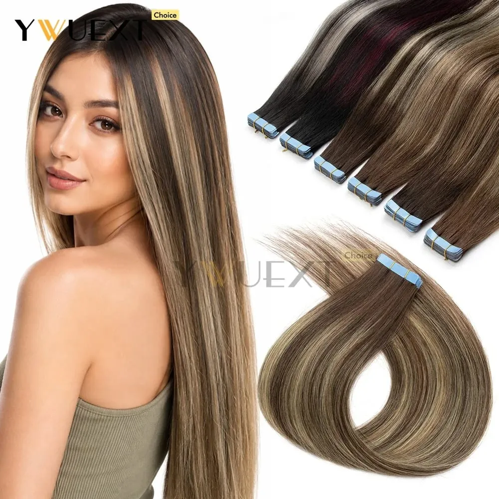 20pcs/Pack Gradient Colors Tape in Human Hair Extensions Add Volume And Length for Women 30g 16-20 inches Salon Quality YWUEXT — image 2