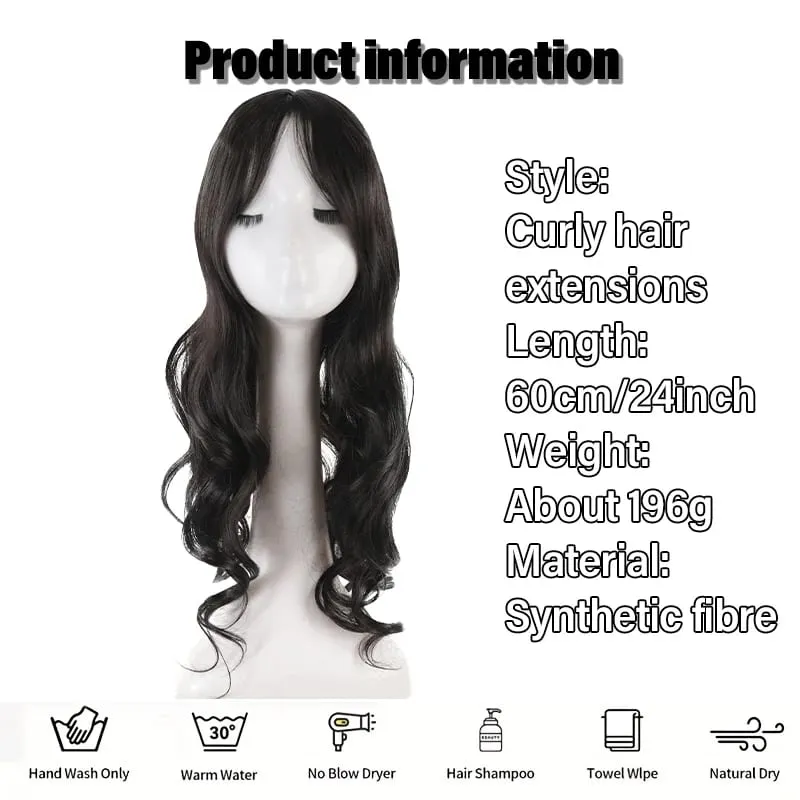 Voluminous Curly Synthetic Fiber Wig Topper – No Cap Needed BB Clips Secure Add Length & Body for Commute or Events — image 2