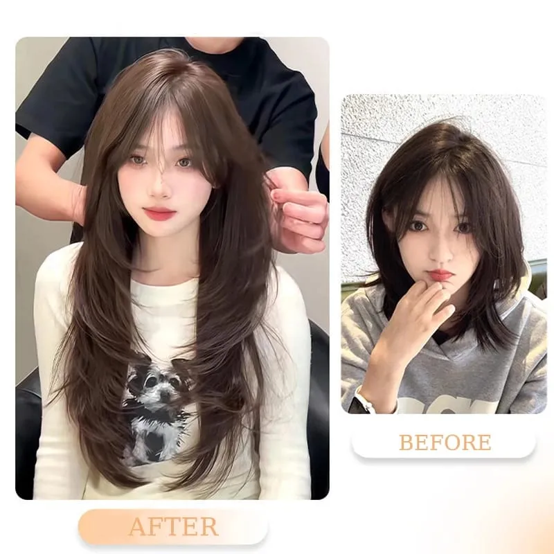 Clip in Hair Extensions Wig Synthetic Hairpiece High Layered Inward-Curled Hair Extensions with 5 Clips for Women Daily Use — image 6