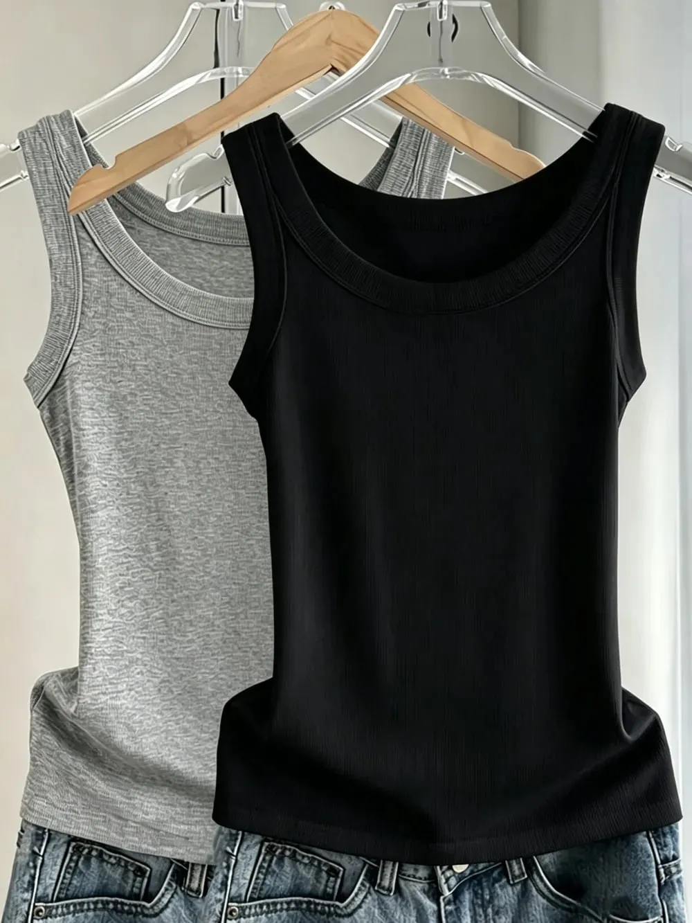 Womens O-Neck Ribbed Cotton Tank Top Slim Bodycon Sleeveless Summer Soft Breathable Basic Vest Casual Wear Daily Undershirt Tops — image 15