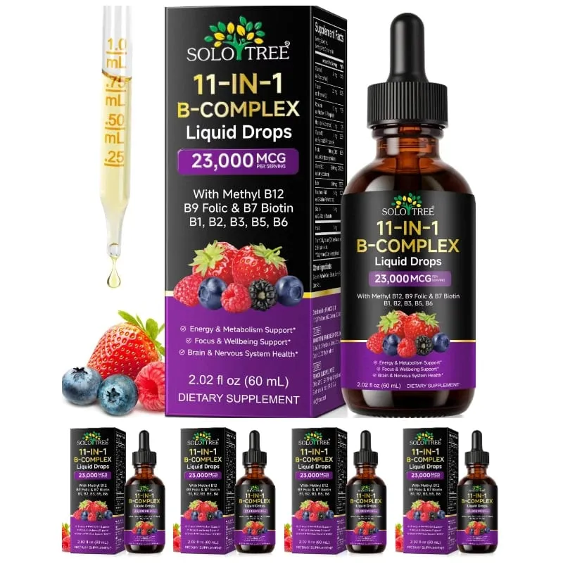 11-in-1 B Complex Liquid Drops with Methyl B12 Folate Biotin for Daily Energy Metabolism Brain Focus & Immune Support 60ml — image 11