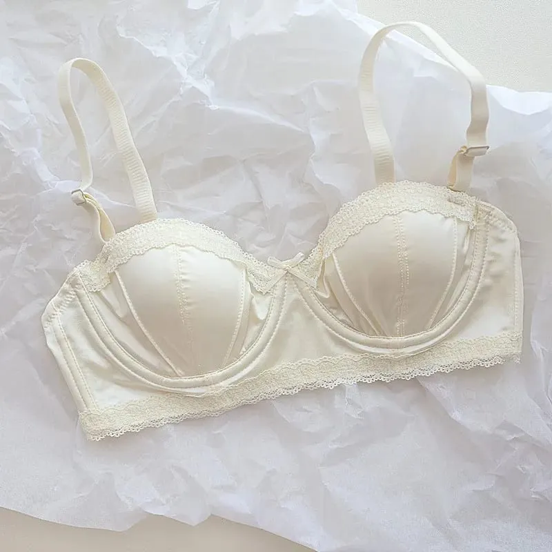 บราดันทรง underwire ของสาวฝรั่งเศส ลูกไม้หวานขอบชุดชั้นในครึ่งถ้วย ถ้วยบางของผู้หญิงพร้อมชุดชุดชั้นในป้องกันการหย่อนคล้อย — image 9