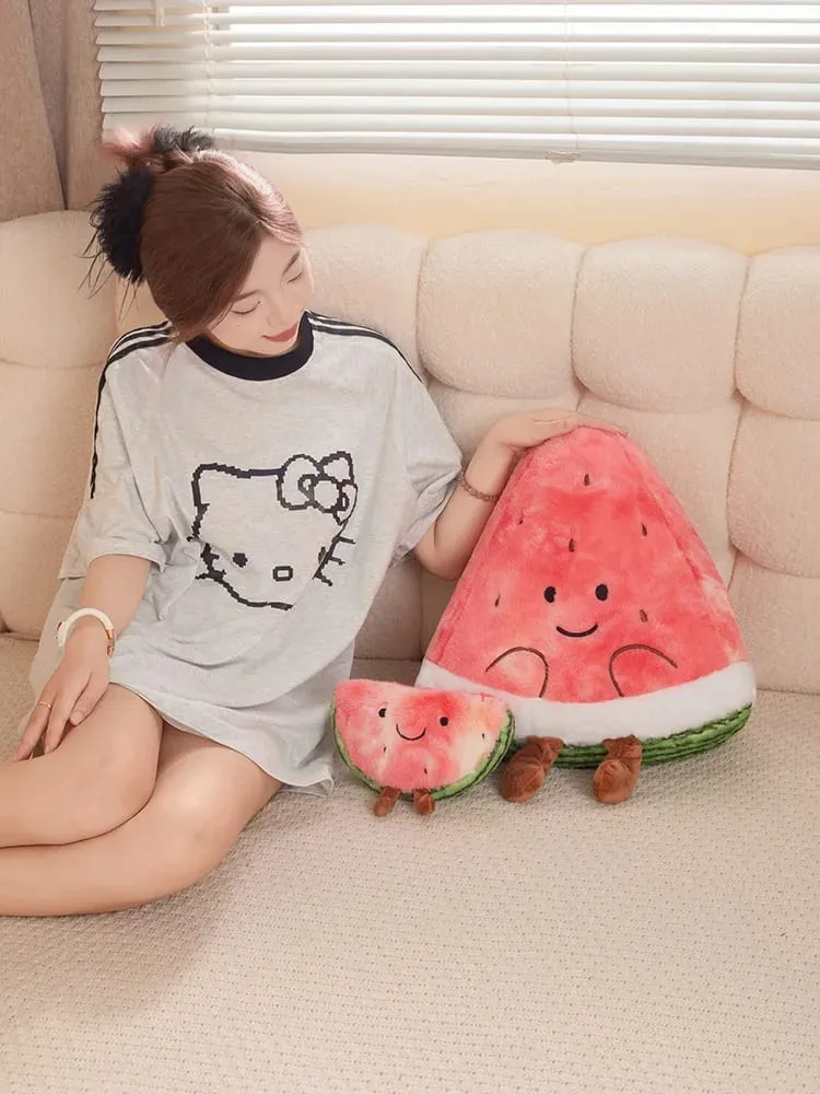 23/45cm Cute Watermelon Slice Plush Pillow Smiling Face Cute Triangular Fruit Red Cushion with Legs Plushie Decoration Gift — image 8