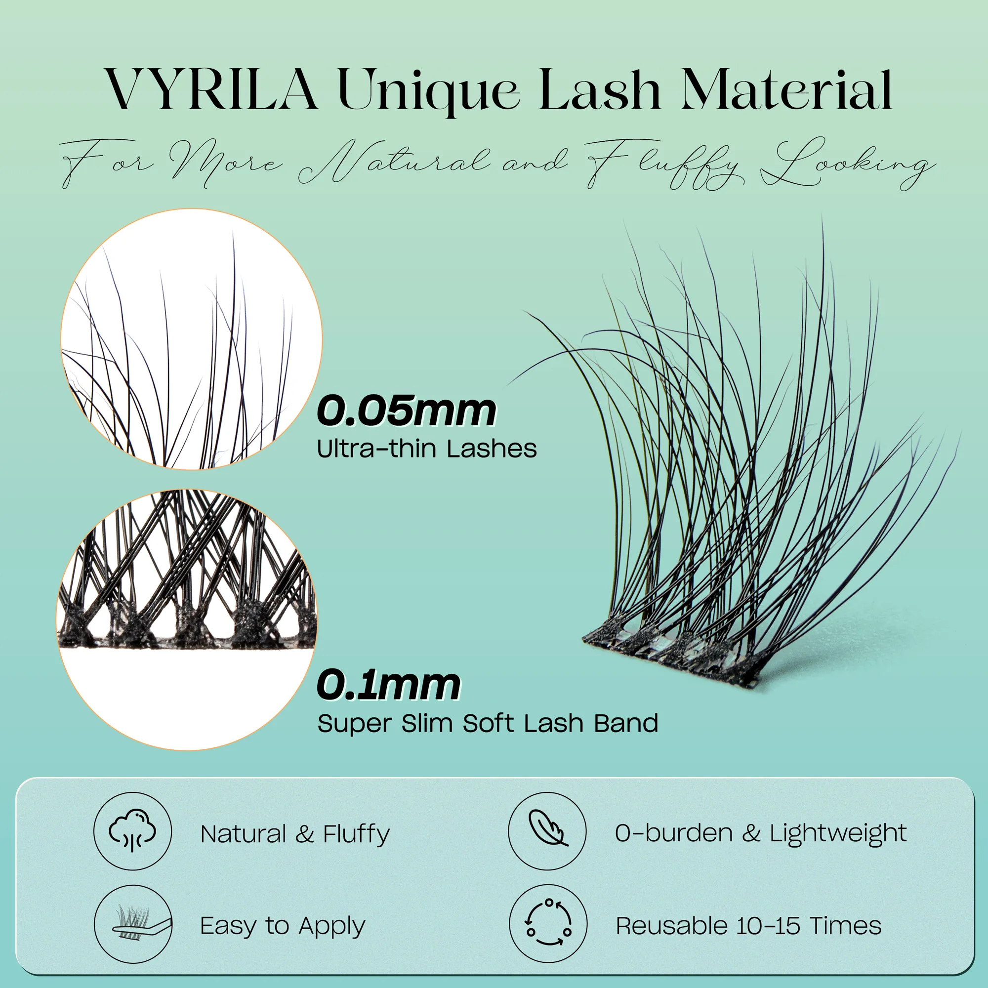 Individual Lashes Cluster C Curl Mix Lash Clusters 3D Wispy DIY Extension Eyelash 0,1mm Super Thin Band Resuable Natural Lashes — image 2