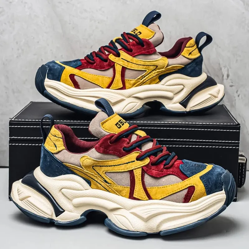 Lacing up Men's and Women's Couple Sport Shoes 2026 Thick Sole Luxury Design Casual Retro Dirty Casual Sneakers Breathable Upper — image 2