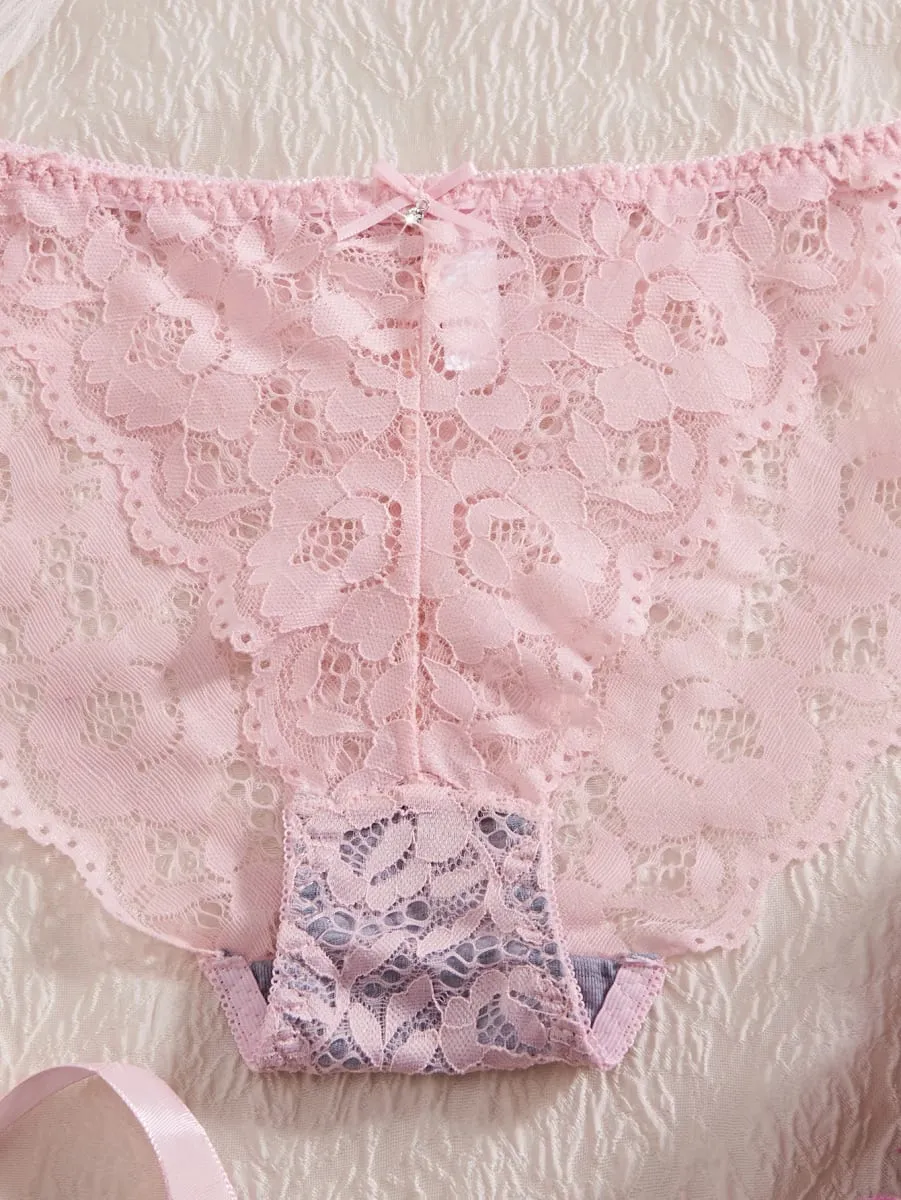 6-Piece Set Women's Bra and Panties Set Sexy Patterned Lace Patchwork No Lining Comfortable Fitting Women's Push-Up Bra Women's Underwear Set — image 6