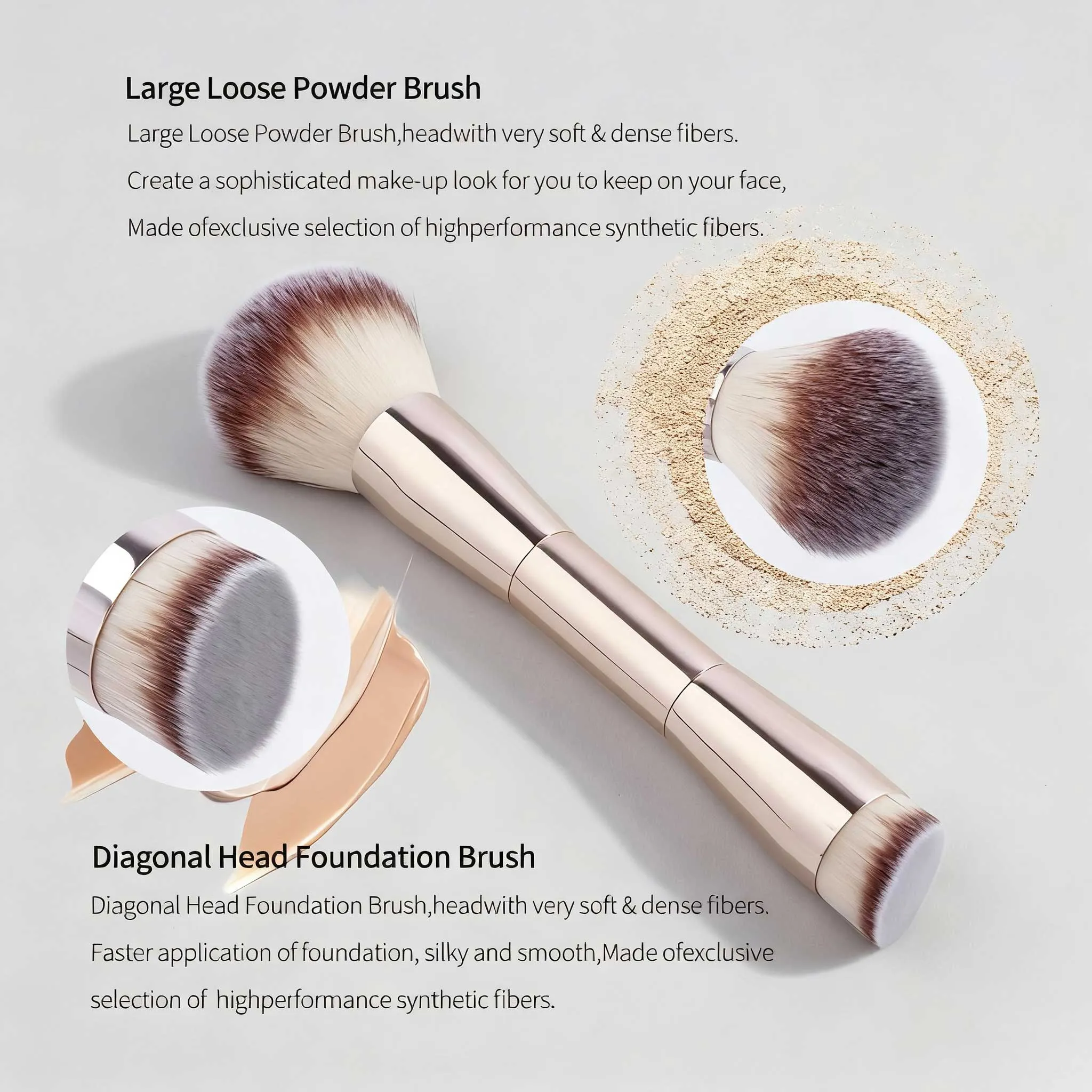 20-Piece Professional Makeup Brushes Set Metal Handle Wand With Velvet Pouch Soft Foundation Eyeshadow Eyebrow Blending Hi — image 5