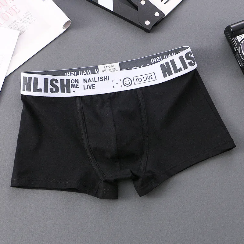 [Bloom the Love] ยี่ห้อ Solid 1 pcs/3 pcs Boxer Men ชุดชั้นในผ้าฝ้าย Boxershort บุรุษนักมวย Cuecas Masculina ขนาด M-3XL nl-112