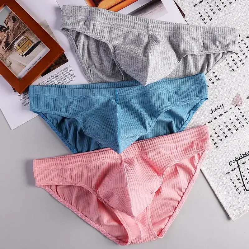 남자의 섹시한 브리프 립 코튼 통기성 편안한 땀 흡수 스포츠 속옷 청소년 낮은 허리 U 볼록한 주머니 언더 팬츠 — image 5