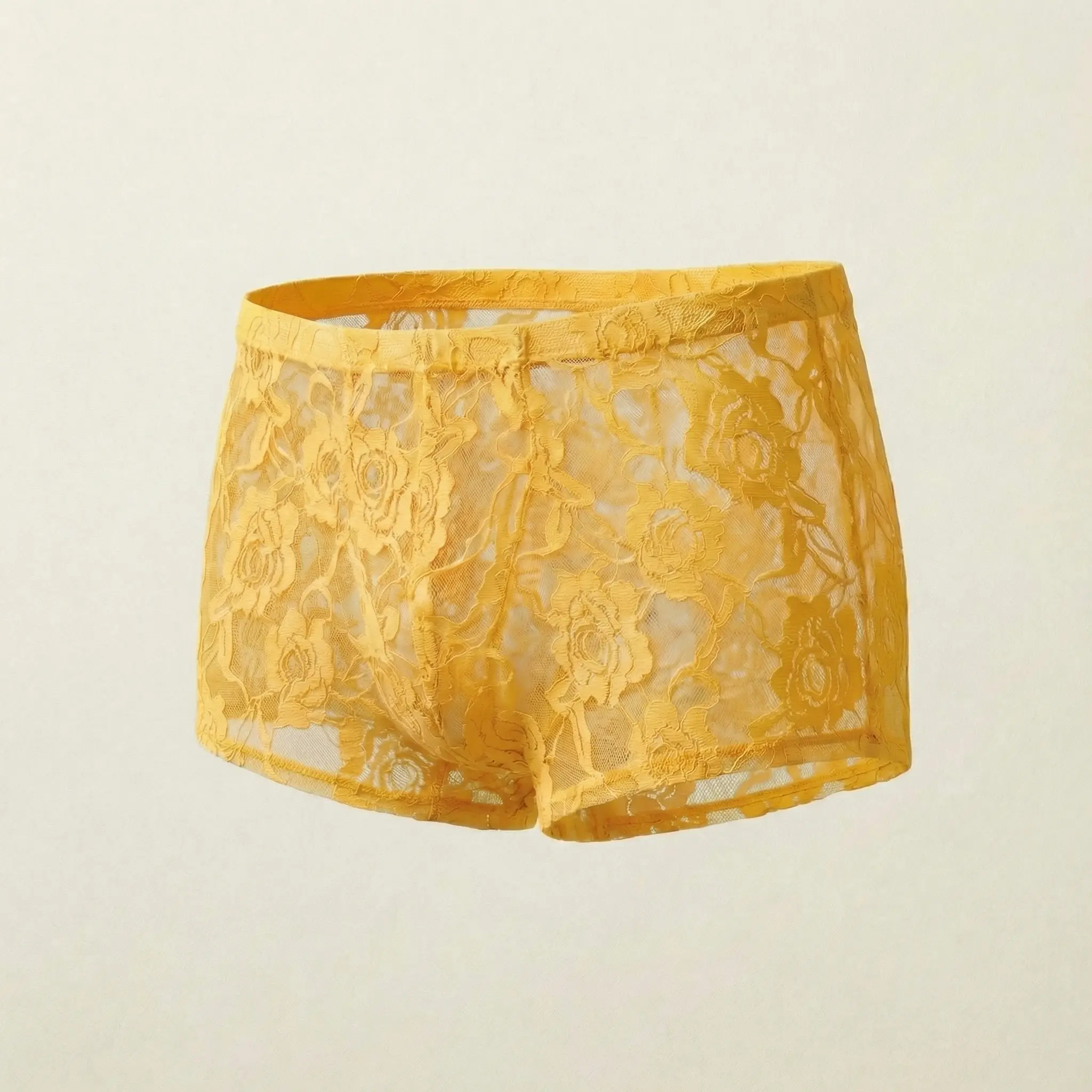 1Pc Men's Fashion New Design Sexy Lace Embroidery, High Elasticity Transparent Lace Flat Corner Underwear, Sexy, Ice Silk — image 3