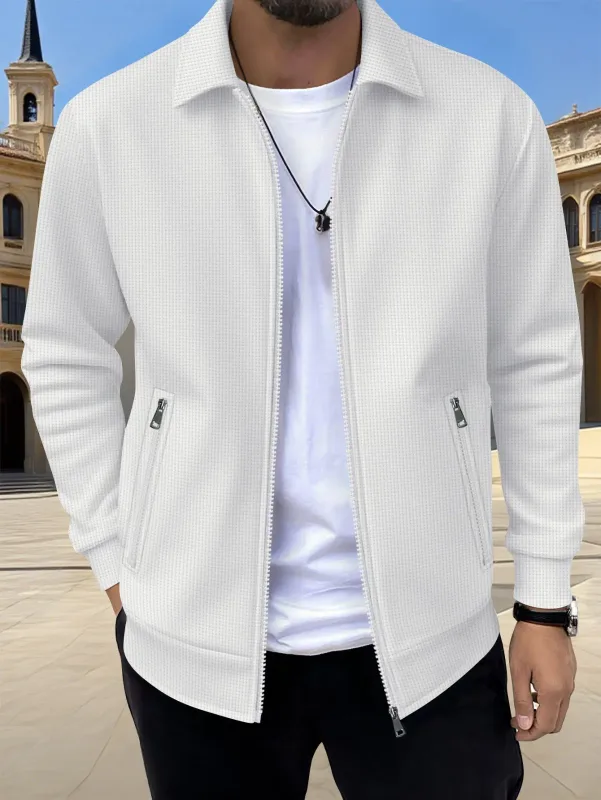 2026 New Spring Autumn Men Solid Color Zip Up Jacket Long Sleeve Pocket Casual Loose Coat Fashion Daily Wear Male Outerwear — image 3