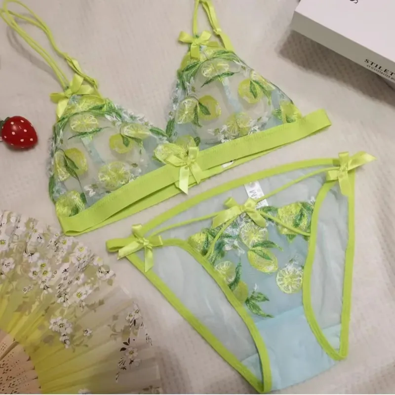 Sexy krajkový Bralette Set pro ženy Triangle Cup Wireless Pohodlné spodní prádlo — image 10