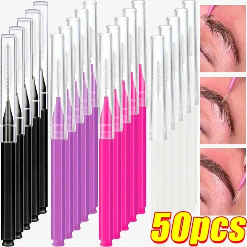 20/50PS Portable Mini Eyebrow Brushes Disposable Eyelash Brow Lifting Brush Applicators Lash Extension Comb Beauty Makeup Tools — image 3