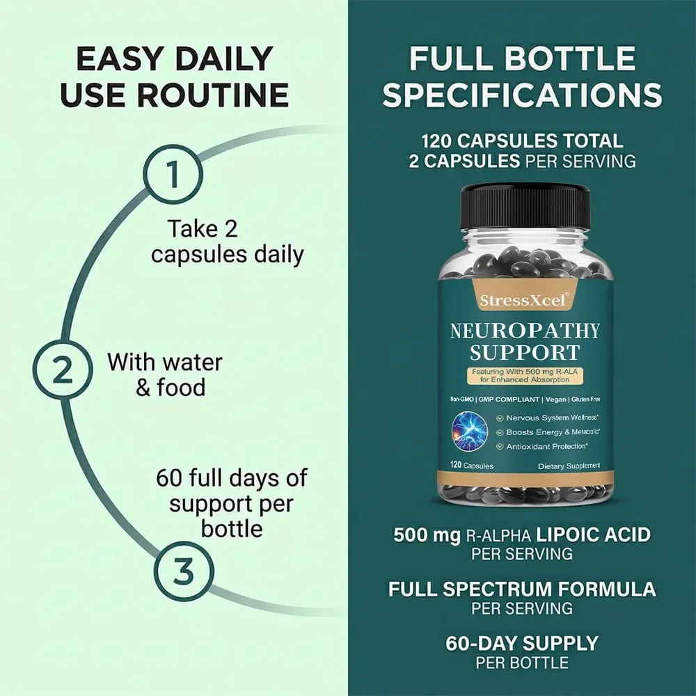 Neuropathy Capsules Herbal Blend Antioxidant Support Daily Nerve Wellness Body Metabolism Cellular Vitality and Mood Calm — image 4