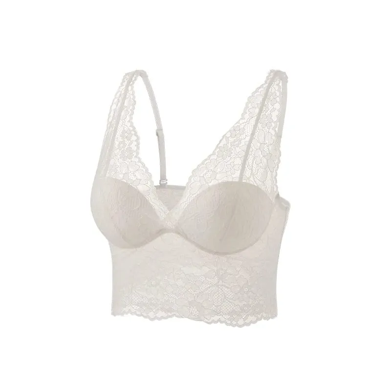 Birdtree Silk Lining Women's Elegant Bra Brief Set Soft Wireless Lace Breathable Bralette 2026 Summer New Underwear A65325JF — image 8