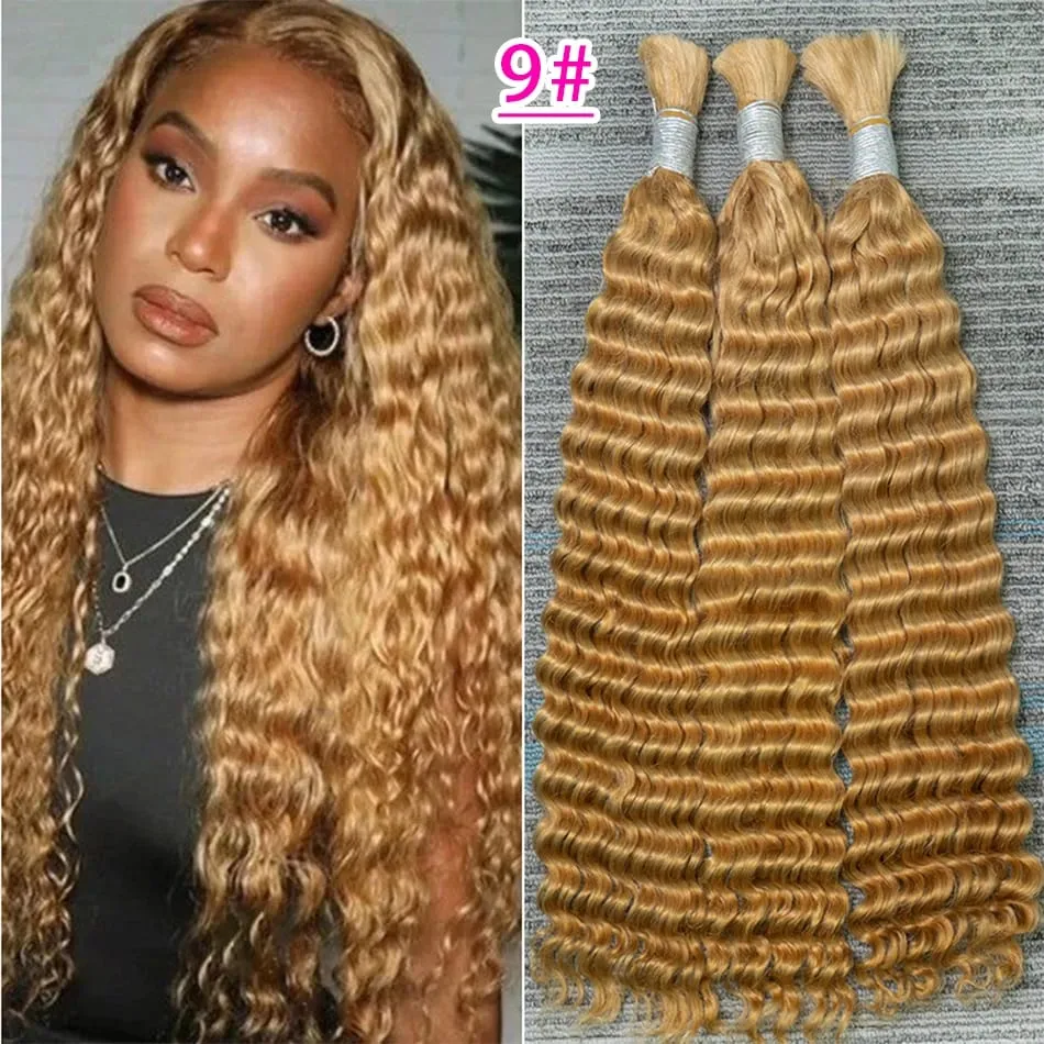 100% Human Hair Deep Wave Bulk Hair No Weft Bundles For Braiding Brazilian Virgin Hair Natural Wave Curly Hair Extensions Remy H — image 13