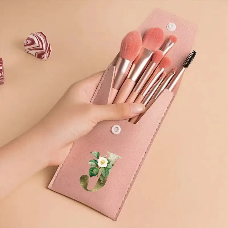 Beginners Makeup Brushes Set - Soft Fluffy Brushes For Face & Eye With PU Bag Ideal For Makeup Artists Golden Flower Pattern — image 16