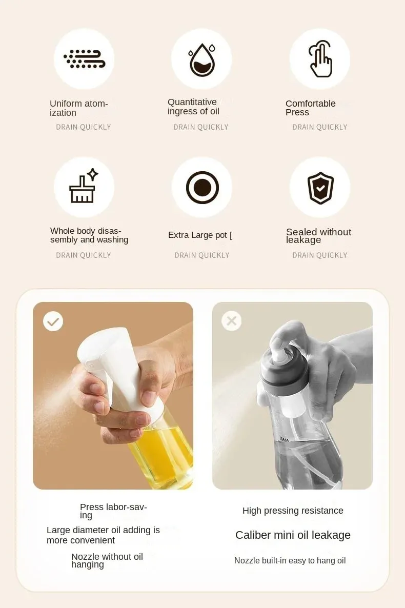 1Pc 200/300/500 ML Oil Spray Pot Kitchen Household Edible Olive Oil Spray Bottle Atomized Misty Oil Tank Air Fryer Spray Bottle — image 8