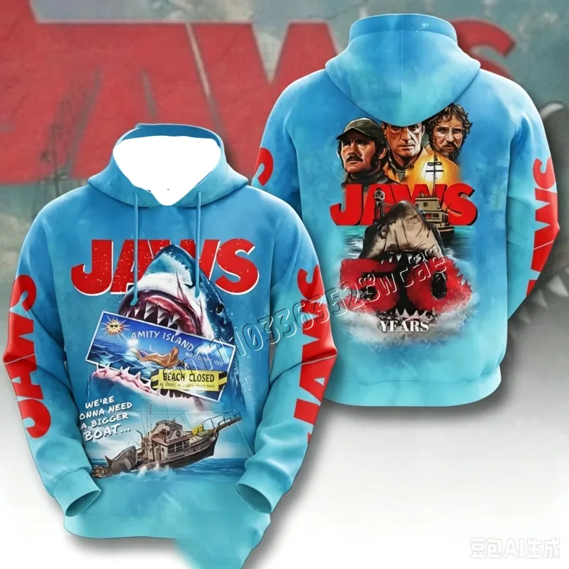 2026/27 Men Hoodies Jaws Horror Film Hoodie Men Women Fashion Hoodies Casual Hoodie Sweatshirt Shark Coat Sudadera Men Clothing — image 2