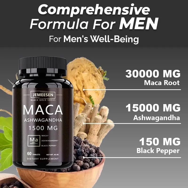 Økologiske Maca Root Powder Kapsler 1500mg indeholdende Maca Root Extract Ashwagandha Black Pepper Supplements for Mænd — image 5