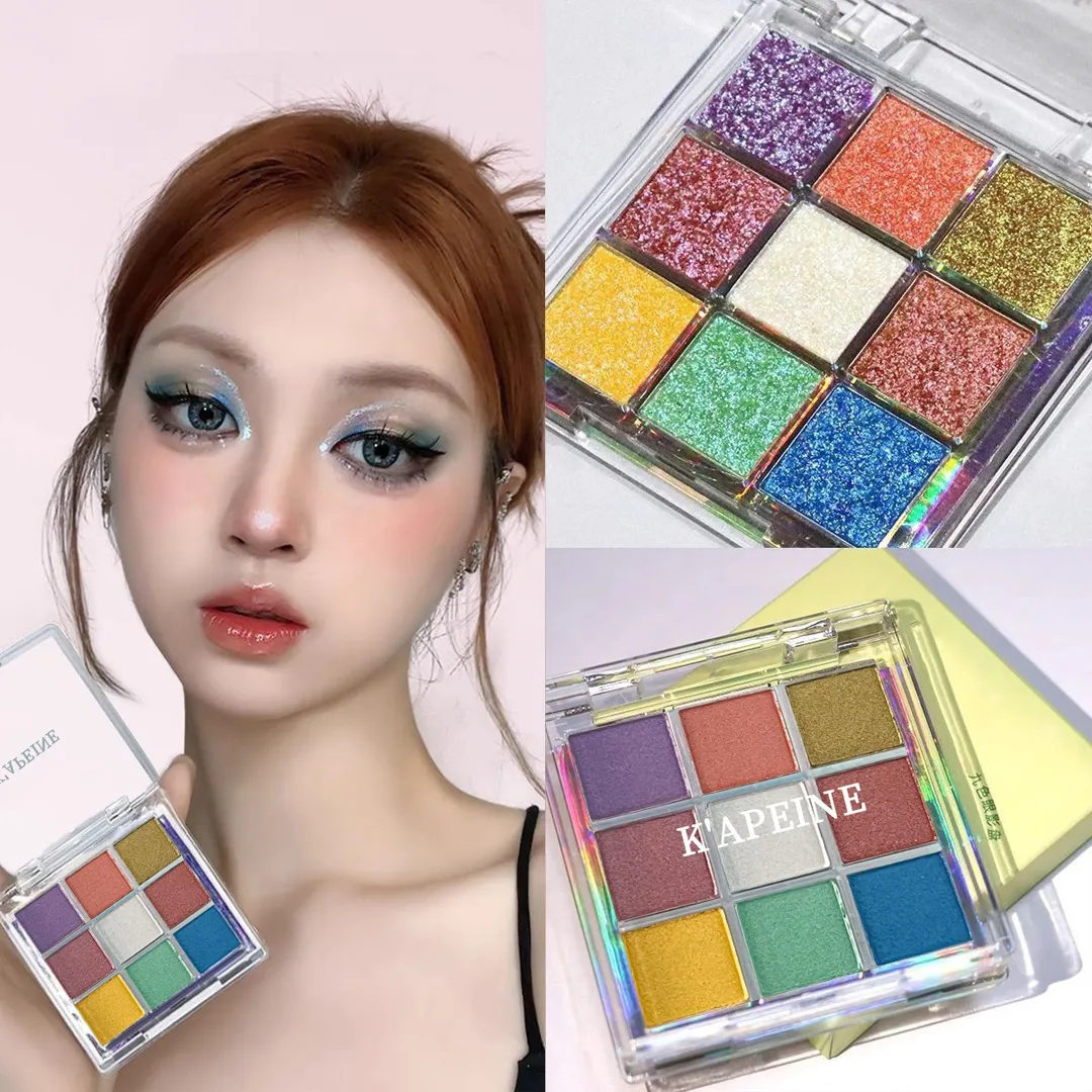 9-Color Glitter Chameleon Eyeshadow Palette Waterproof Long Lasting Pressed Powder Cosmetic Kit Fashion Women Eye MakeUp Pallete — image 3