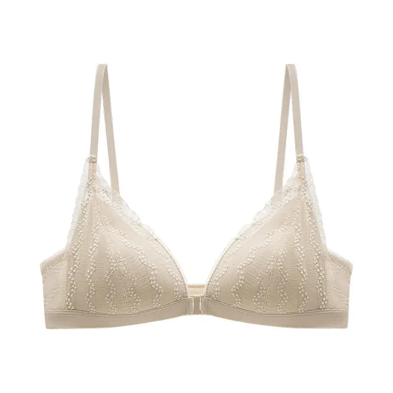 Push Up Bra for Small Breasts - Front Close Lace Bralette Wireless Demi Triangle Cup Sexy Underwear Thin Demi Cup Small Chest — image 9