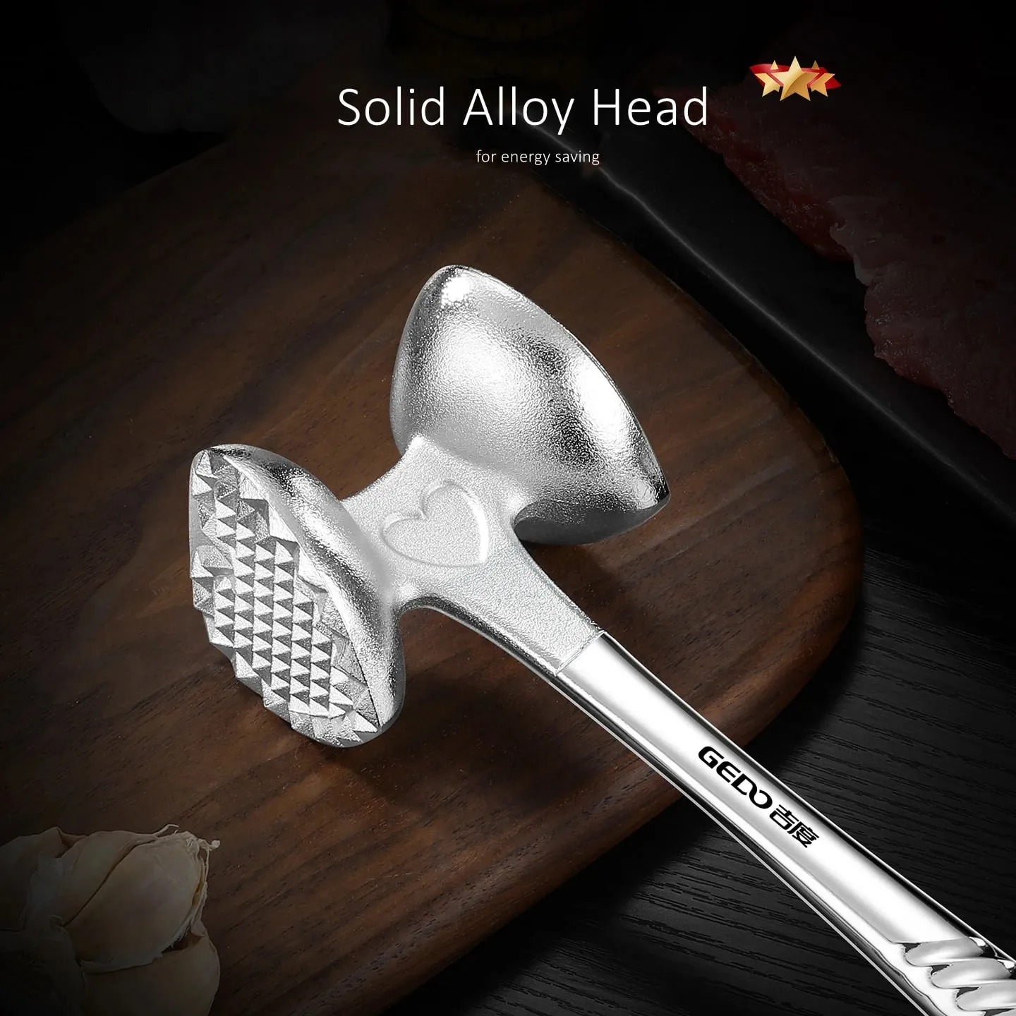 LFGB Certification Solid Alloy Meat Mallet 30° Tilt Ergonomic Strike Surface Steak Tenderizer Efficient Kitchen Cooking Tool — image 2