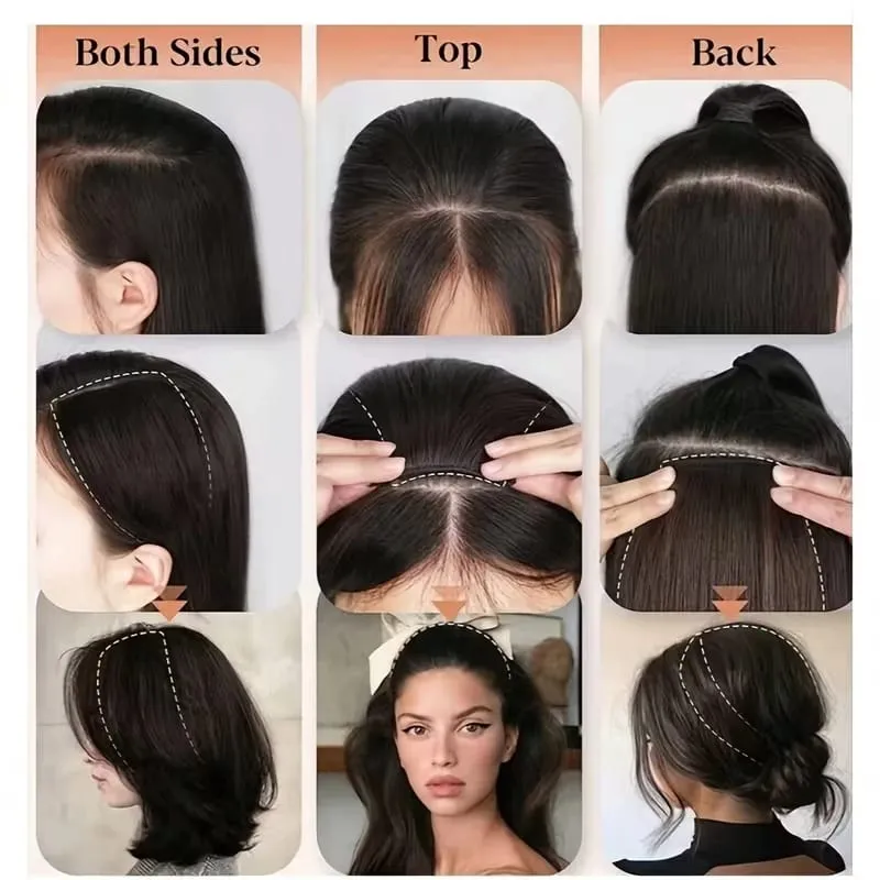 2pcs Synthetic Overhead Hair Clip Style Hair Invisible Extension Increases Hair Volume Hair The Top of Hairpiece for Women — image 6