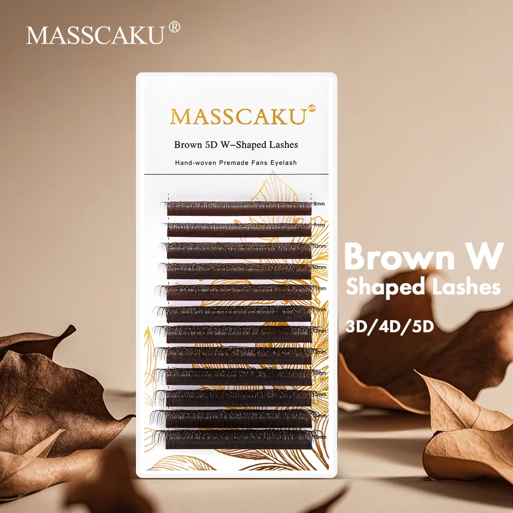 Extensions de cils marron 3D/4D/5D en forme de W, longueur mixte 8-15mm, tissées à la main, éventails de Volume préfabriqués, produits de maquillage — image 2