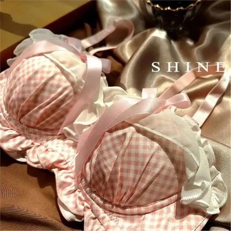 Sexy Lace Polka Dot Thin Bra Set Small Chest Gathered Collection of Accessory Breasts Comfortable Underwire Underwear Set — image 4