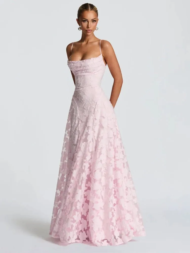 2026 Floral Embroidery Maxi Dress for Women Summer Party Prom Gowns Sexy Backless Suspender Dresses French Style Evening Dress — image 5