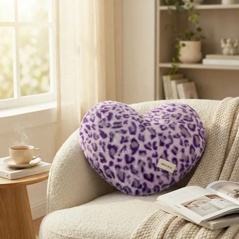 40x35cm Leopard Print Pillow Love Heart Soft Stuffed Plush Warm Sofa Cushion Romantic Valentine's Day Gifts Home Decor For 2026 — image 3