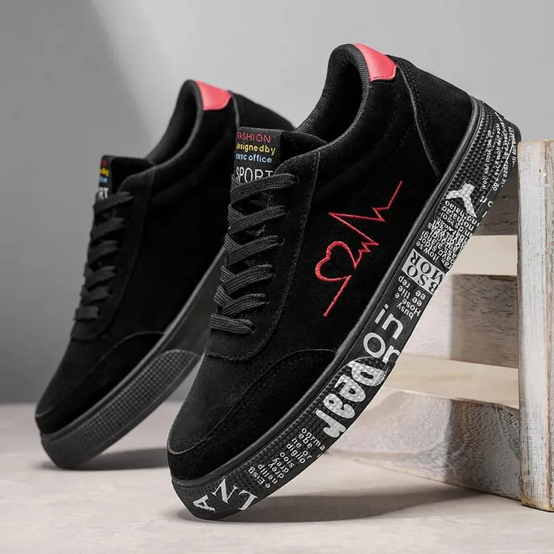 2026 Fashion Men's Vulcanized Sneakers Male Lace-up Casual Shoes Breathable Original Canvas Red Black Lover Shoes Graffiti Flats — image 4