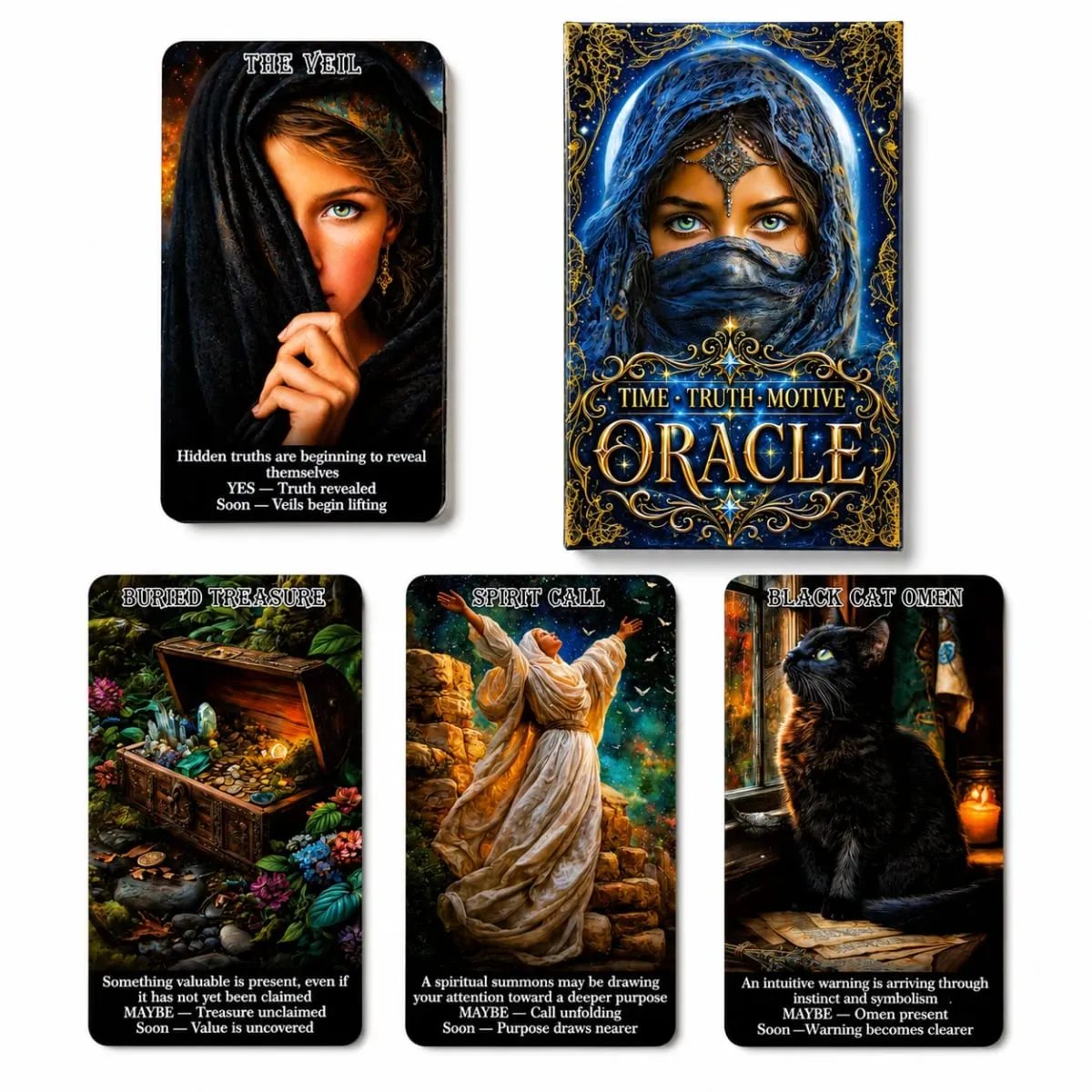 Time Truth Motive Oracle Cards | 78 Card Deck with Yes No Maybe and Timing Guidance for Hidden Truths Intentions Relationship