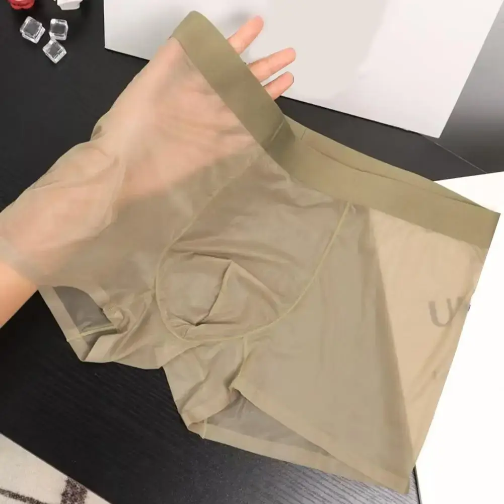 Mga Lalaking Boxer na Transparent Magaang Panloob na Kasuotang Panlalaki na Elastic sa Gitnang Baywang U-Convex Manipis na Pananaw na Shorts Briefs Walang Seamless Panty — image 3