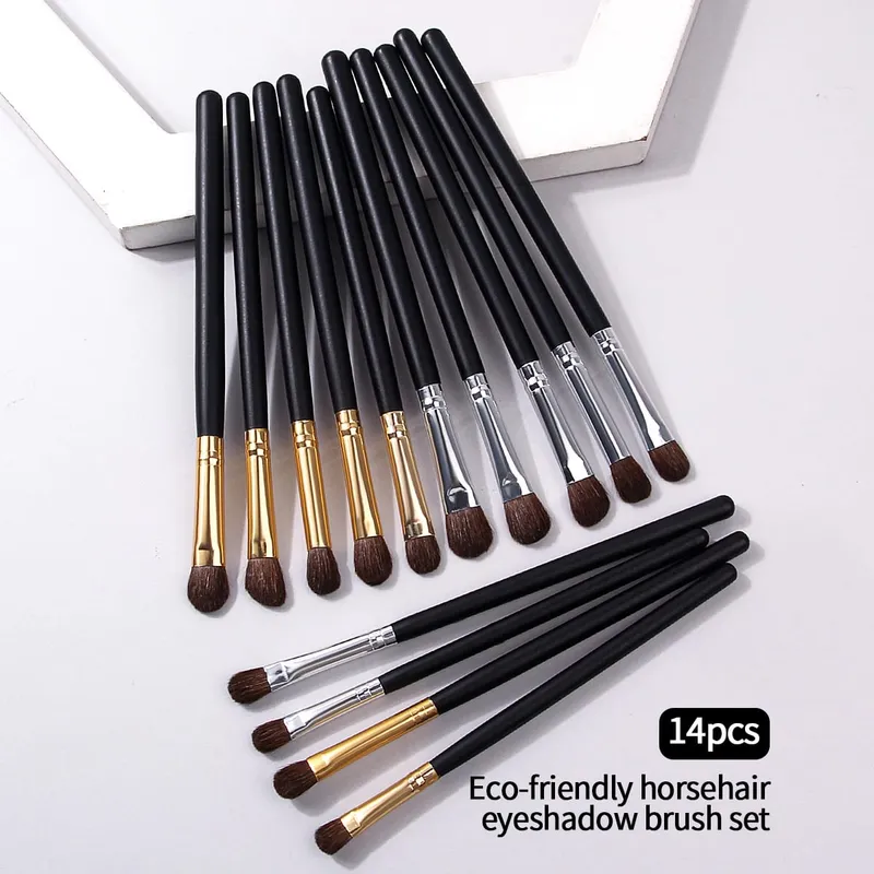 14 Pieces Wooden-Handled Eye Makeup Brushes Eyeshadow Brushes and Eyebrow Brushes Are Multi-Functional Beauty Tools