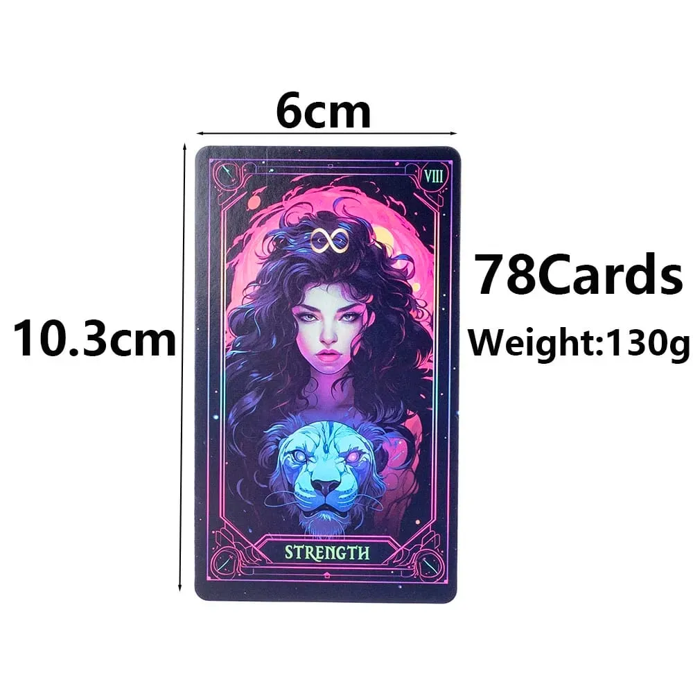 Inspired Neon Tarot Deck 78 Cards English Visions Divination Edition 10.3x6cm Board for Playing Games And Divination