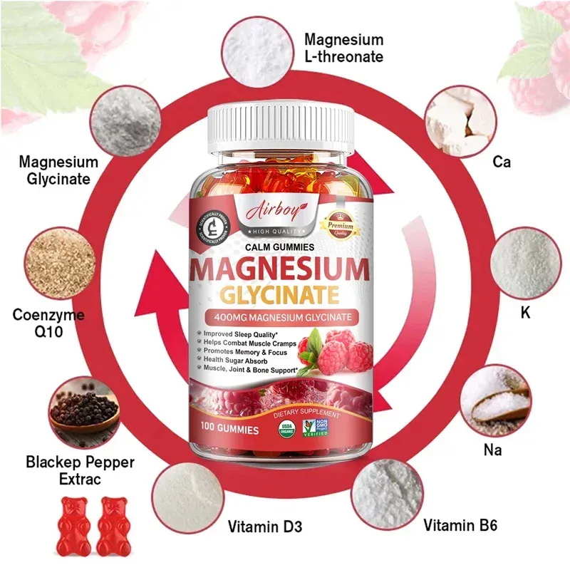 Magnesium Glycinate Gummies - Hjärnhälsa stärker muskler och ben Förbättrar sömn Slappna av nerver — image 5