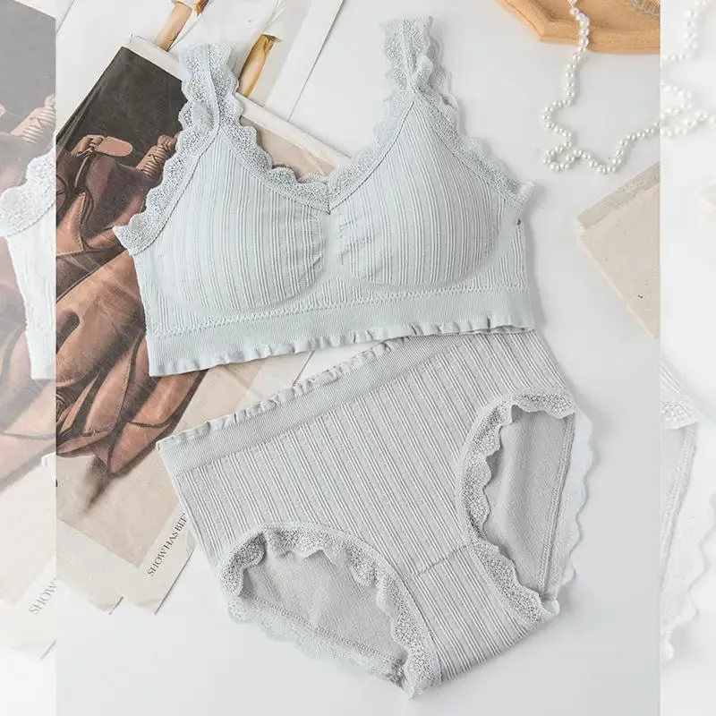 2025 Seamless Lace Back Bra Set U-Shape Sexy V-Neck Women's Underwear Full Cup Fixed Strap Home Clothes No Brand Registered — image 18