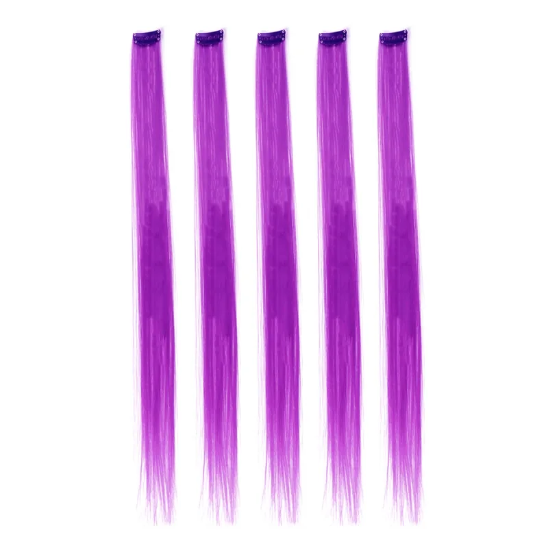 5pcs/set Colorful Clip In Synthetic Hair Extension Rainbow Long Straight Hairpieces For Women Girl Kids Y2K Style Daily Party — image 21